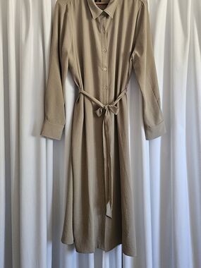 DKNY Maxi Shirt Dress In Taupe